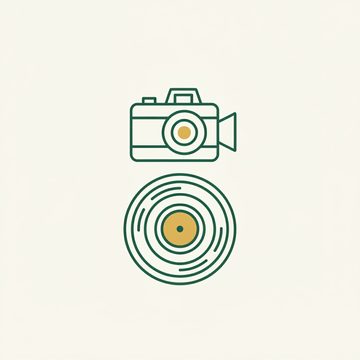 カメラとレコードのアイコン